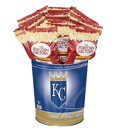 Kansas City Royals Popcorn Tin with 15 Bags of Popcorn